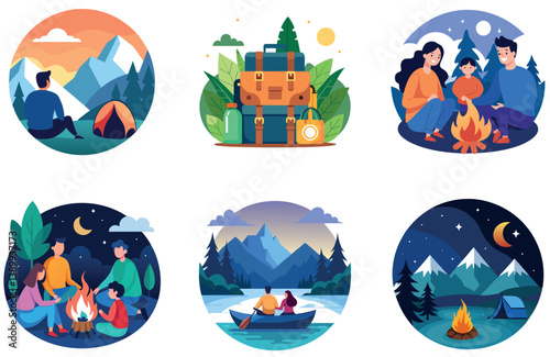Camping Escape. A Bundle of Serene and Dawn Collection Stickers