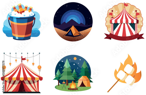 Camping Excitement. A Bundle of Energy and Unity Collection Stickers
