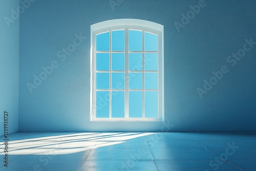 Hyperrealistic Open Window Frame in Minimalistic Design with Soft Natural Light on White Background