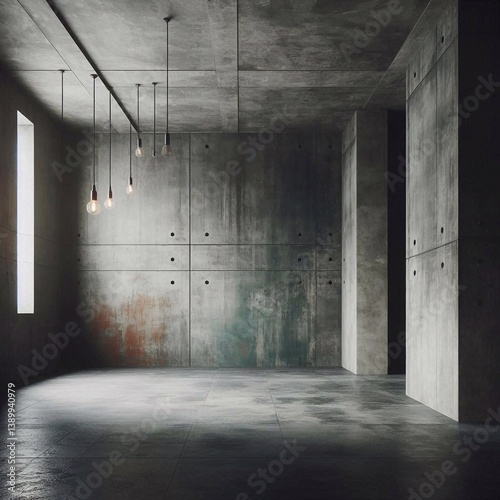 Obraz na płótnie Empty concrete room concept. AI generated illustration w salonie