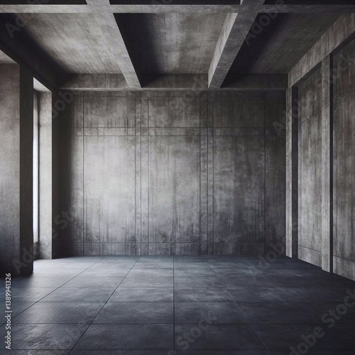 Empty concrete room concept. AI generated illustration