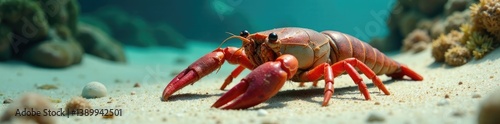 Scuttling Eurypterus remipes on sandy seafloor, prehistoric, sea floor photo