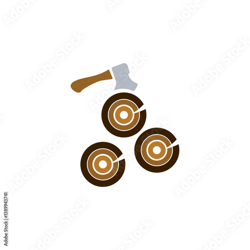 log icon, wood cutting, on a white background, vector illustration