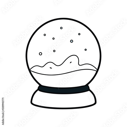 snow globe sketch on white background.