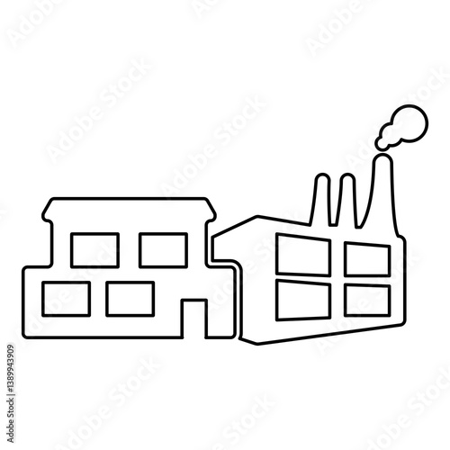 factory icon on white background, vector illustration