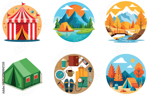 Camping Escape. A Bundle of Serenity and Ocean View Collection Stickers