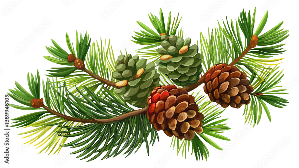 pine branch with cones, isolated without a shadow. Close-up. Christmas. New Year. pine branch with cones, isolated without a shadow. Close-up. Christmas. New Year.