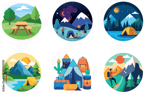 Camping Adventure. A Bundle of Winter and Majestic Collection Stickers
