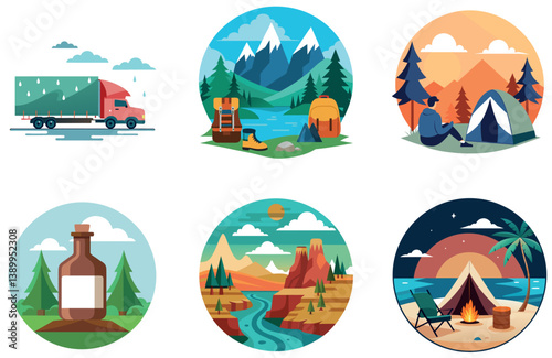 Camping Escape. A Bundle of Serenity and Golden Collection Stickers