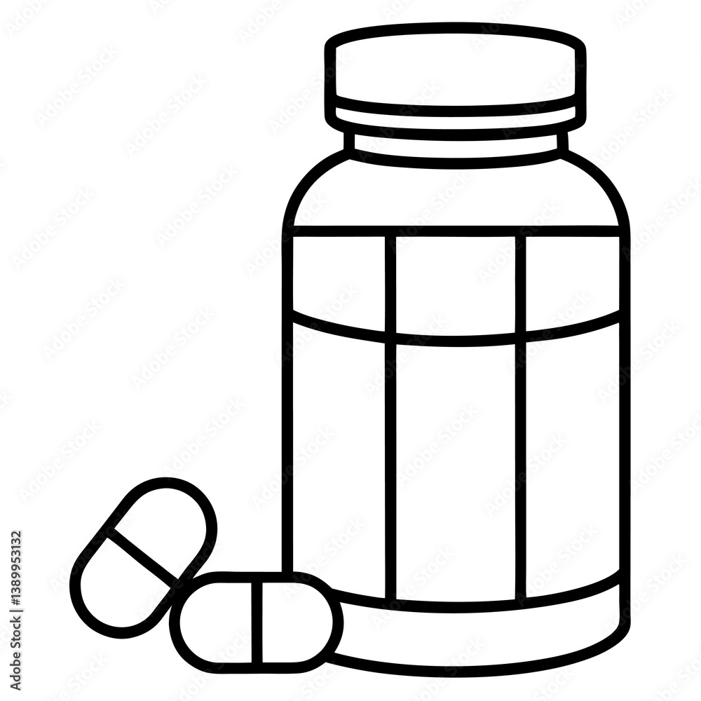 medicine bottle and pills