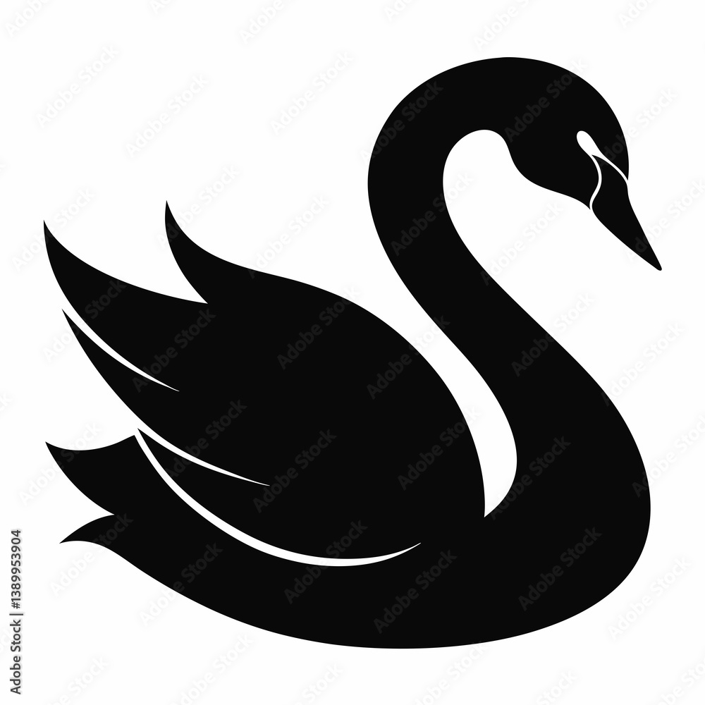 Fototapeta premium Stylish Black Swan Graphic Vector