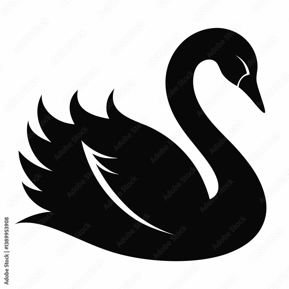 Fototapeta premium Stylish Black Swan Graphic Vector