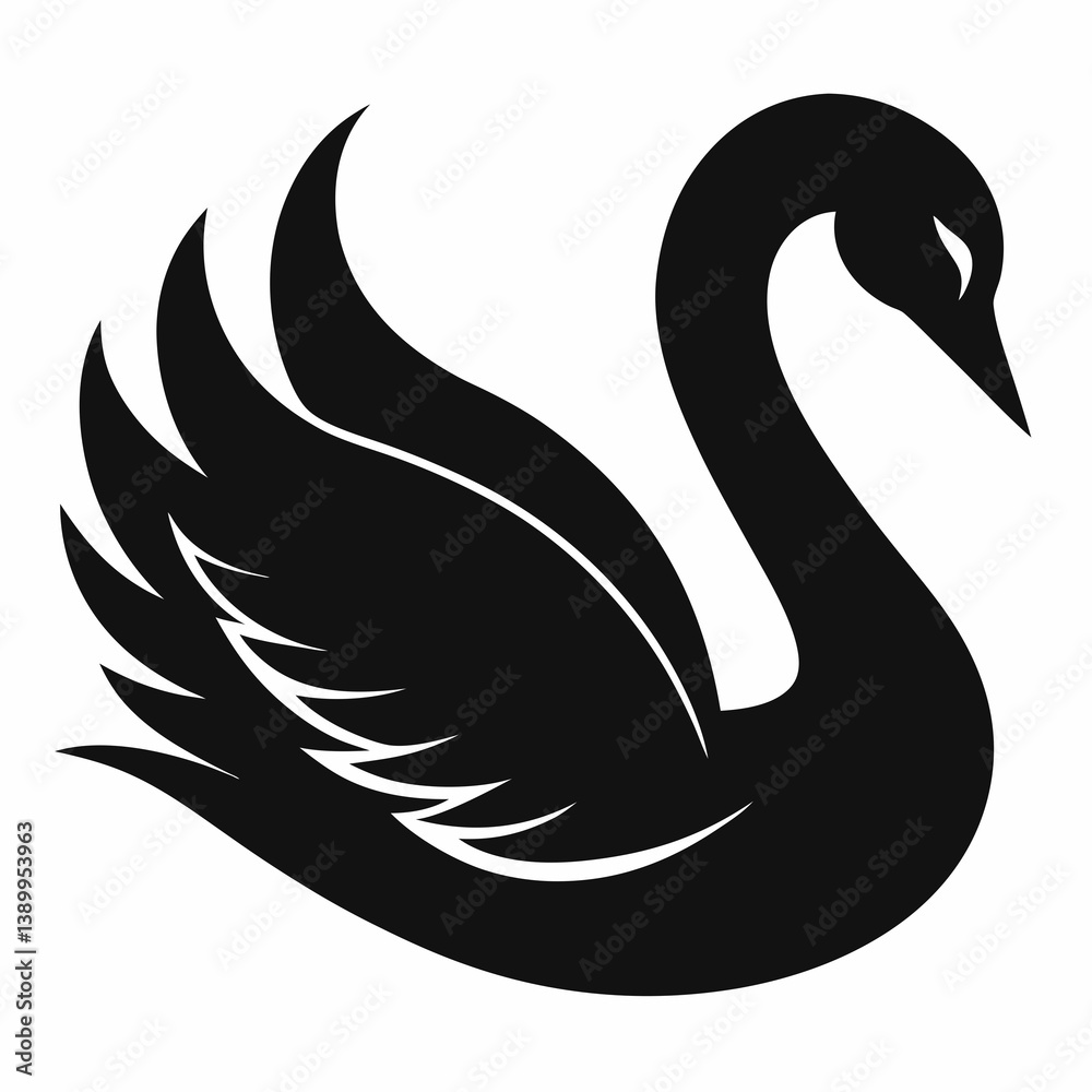 Fototapeta premium Stylish Black Swan Graphic Vector