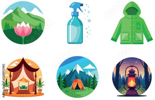 Camping Journey. A Bundle of Wanderlust and Sunshine Collection Stickers
