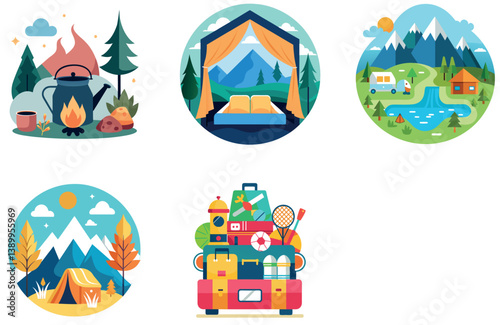 Camping Escape. A Bundle of Serenity and Twilight Collection Stickers