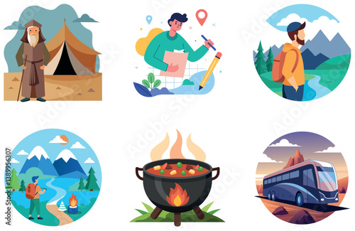 Camping Escape. A Bundle of Tranquil and Majestic Collection Stickers