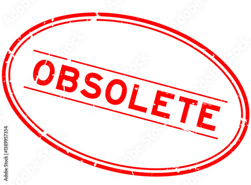 Grunge red obsolete word oval rubber seal stamp on white background