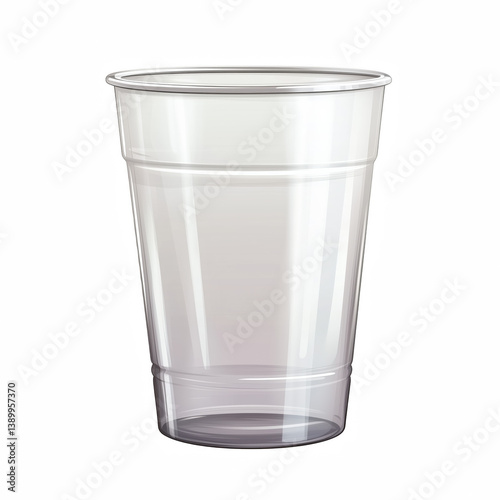Wallpaper Mural Transparent plastic cup with realistic reflections and smooth surface, disposable clear drinking glass illustration, isolated on white background. Torontodigital.ca