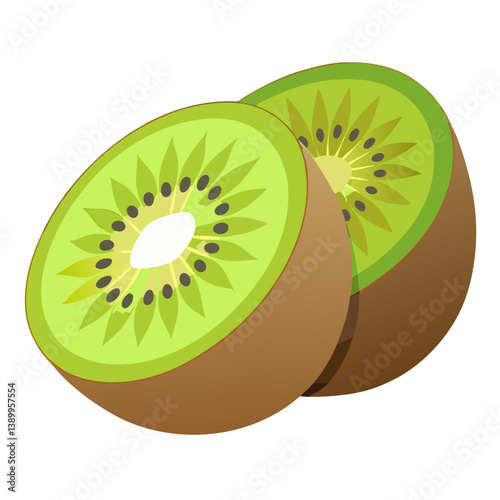 two halves of a kiwi fruit no background vector file.