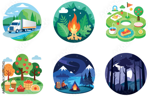 Camping Celebration. A Bundle of Tailgating and Unity Collection Stickers