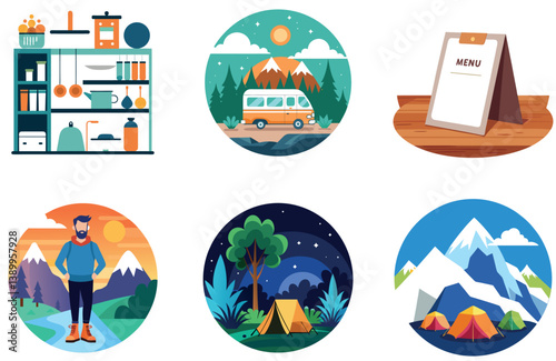 Camping Adventure. A Bundle of Bonding and Serenity Collection Stickers