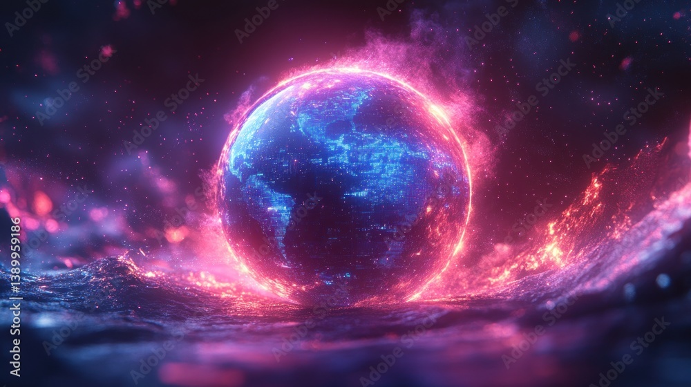 Obraz premium Futuristic Cybersecurity and Global Data Protection in Cyberspace