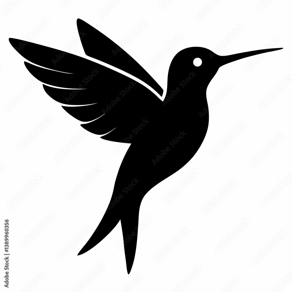 Obraz premium Stylized Black Hummingbird Vector