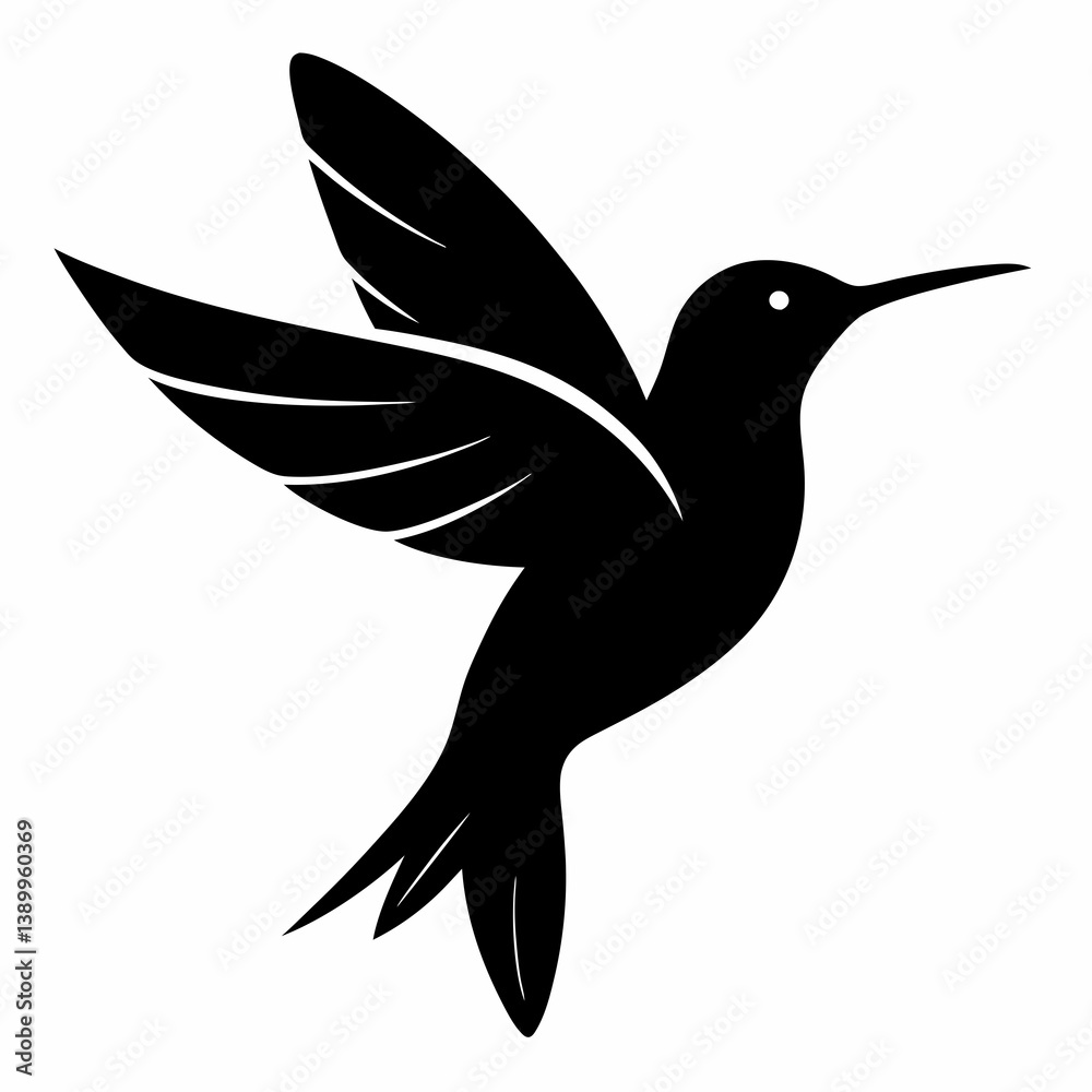 Obraz premium Stylized Black Hummingbird Vector