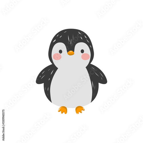 Adorable Cartoon Penguin Illustration:  Simple, Cute, Childlike Design