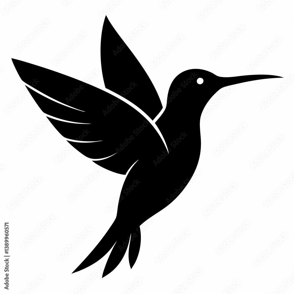 Fototapeta premium Stylized Black Hummingbird Vector
