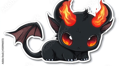 Wallpaper Mural Cute black devil with fire horns. Torontodigital.ca