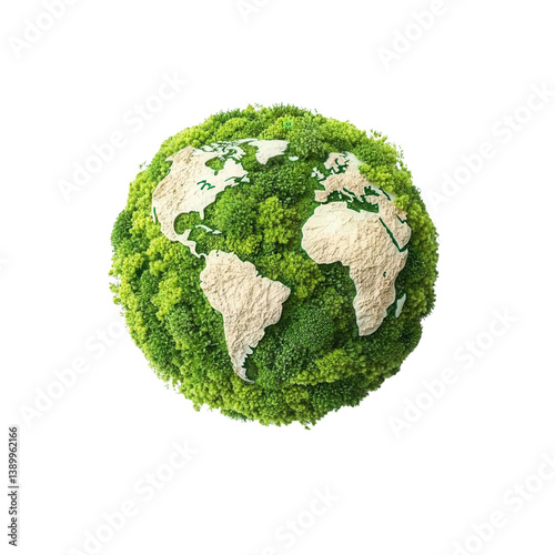 nature conservation concept. Earth covered in green foliage on a black background. photo