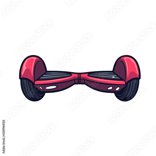 Red hoverboard illustration on white background  