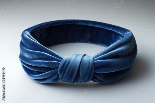 Blue velvet headband knot design hair accessory soft elegant fabric isolated on white background