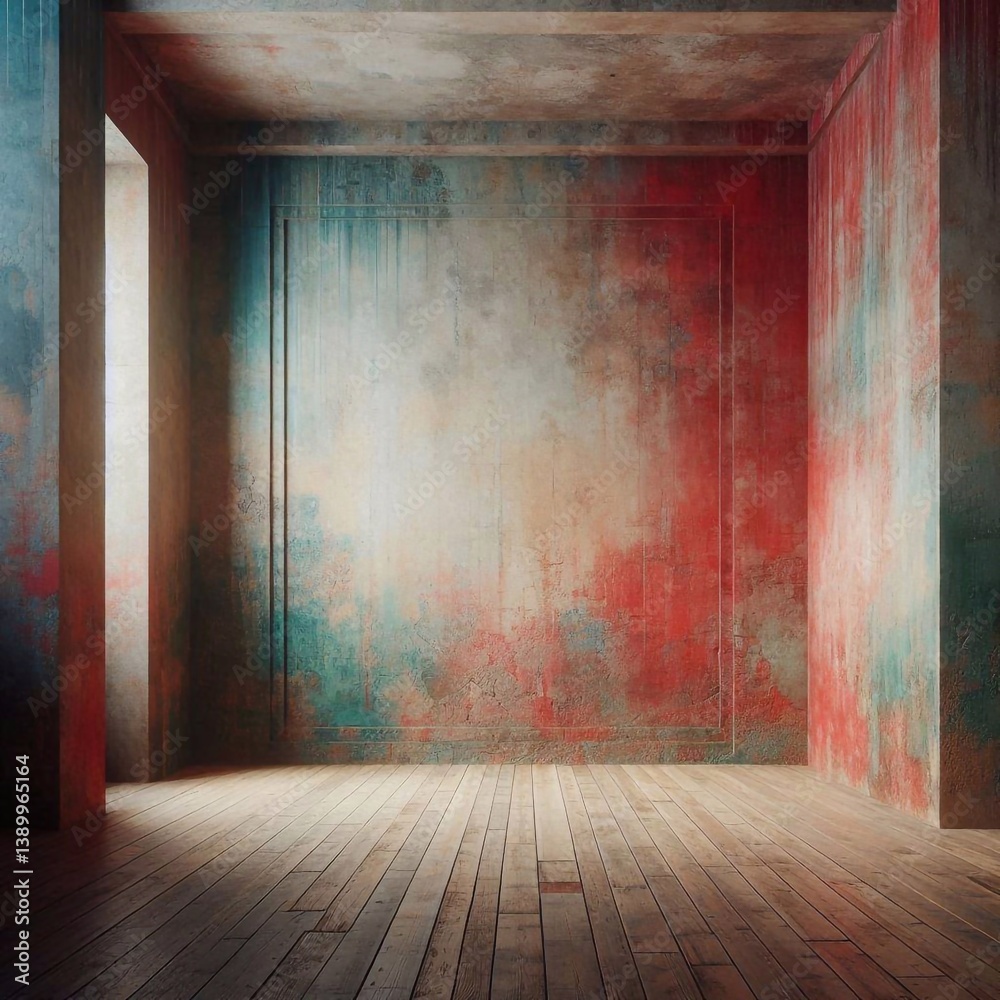 Empty concrete room concept. AI generated illustration