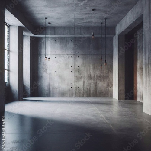 Obraz na płótnie Empty concrete room concept. AI generated illustration w salonie