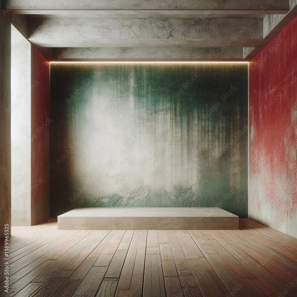 Empty concrete room concept. AI generated illustration