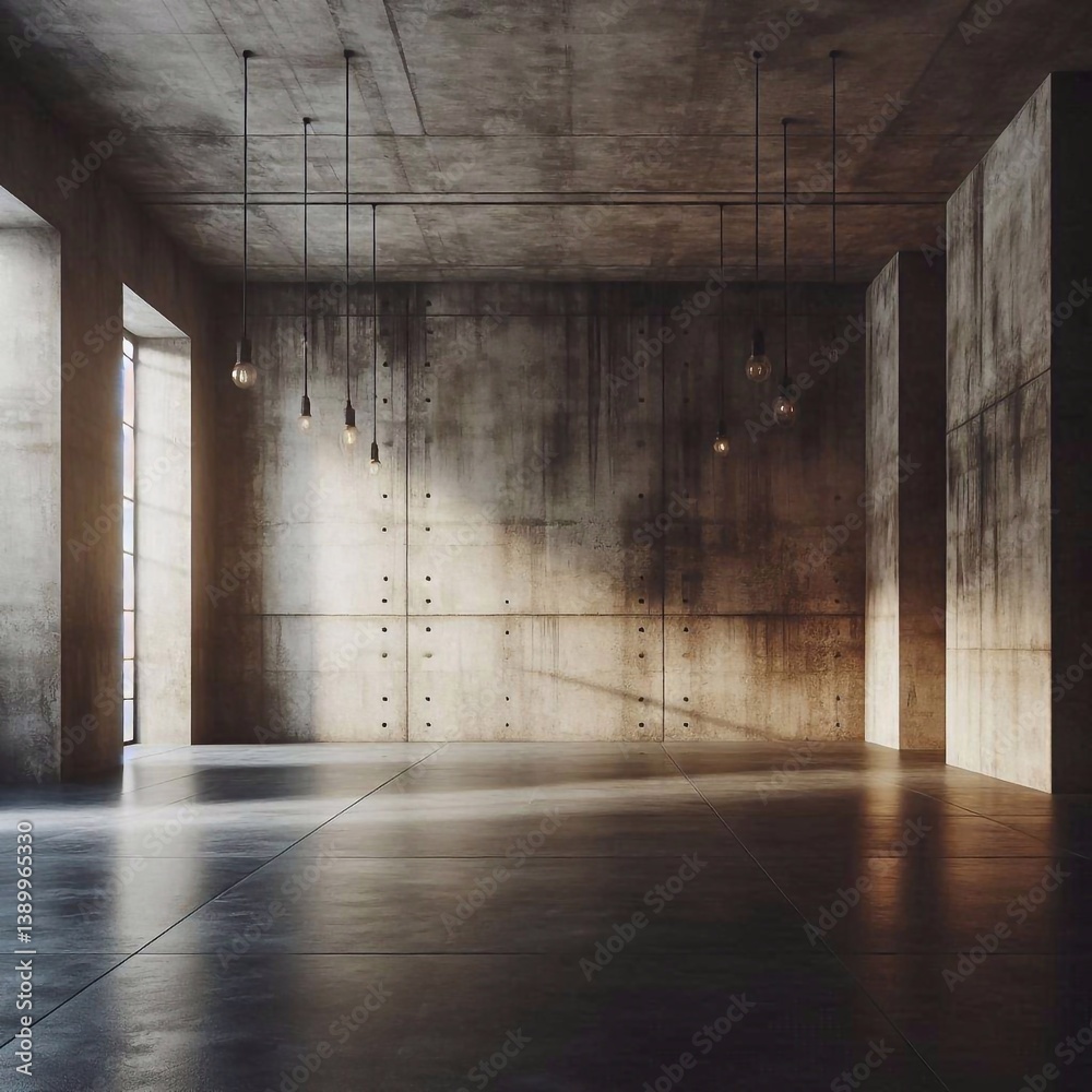 Empty concrete room concept. AI generated illustration