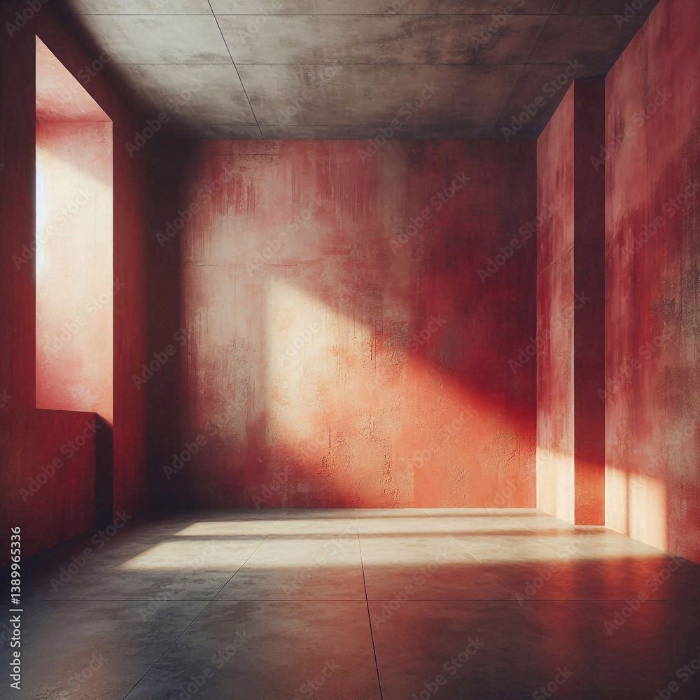 Empty concrete room concept. AI generated illustration