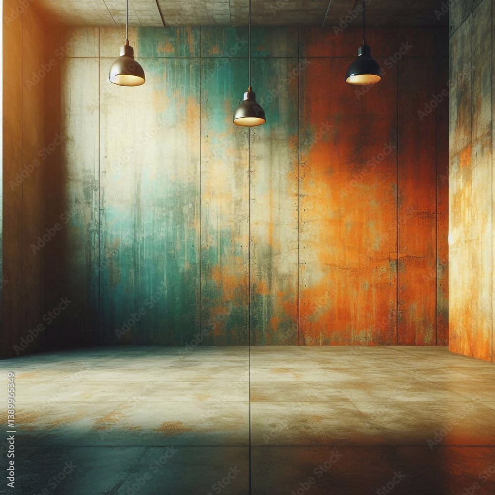Empty concrete room concept. AI generated illustration