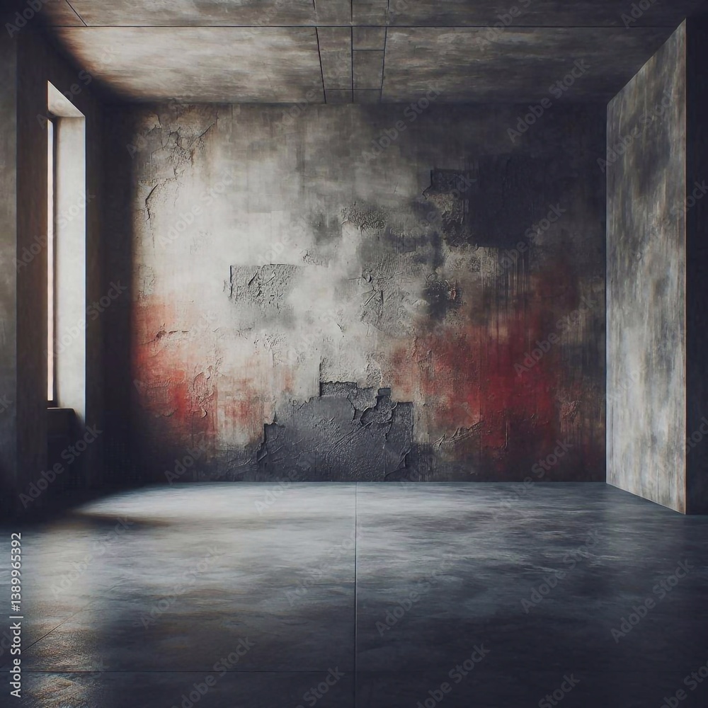 Empty concrete room concept. AI generated illustration