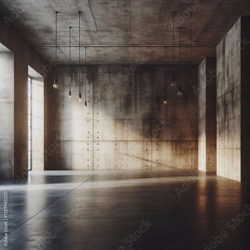 Obraz na płótnie Empty concrete room concept. AI generated illustration w salonie