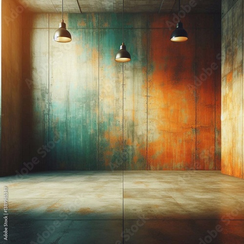 Obraz na płótnie Empty concrete room concept. AI generated illustration w salonie