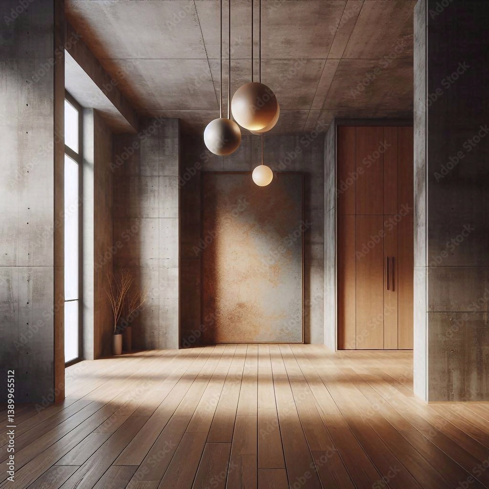 Empty concrete room concept. AI generated illustration