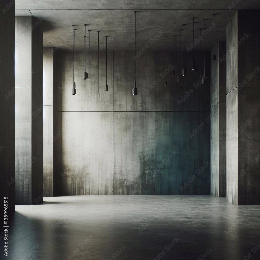 Empty concrete room concept. AI generated illustration