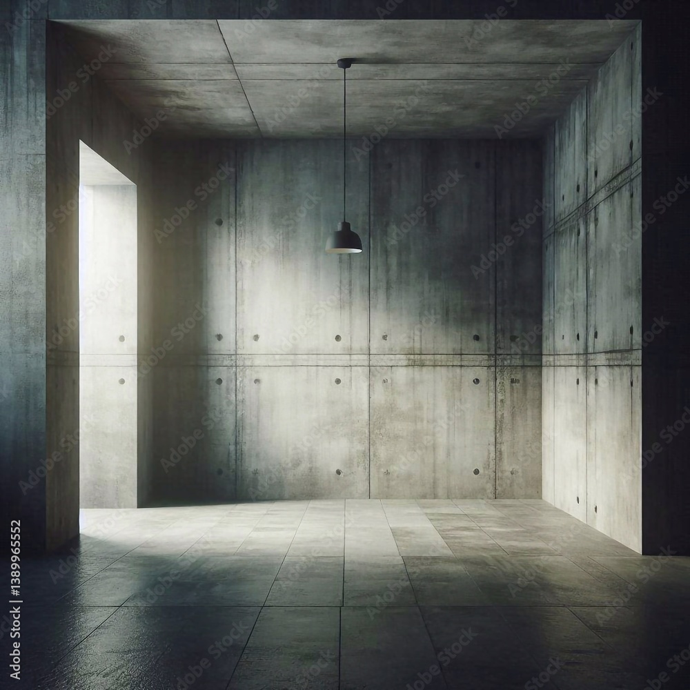 Empty concrete room concept. AI generated illustration