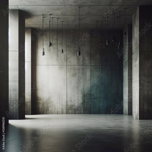 Obraz na płótnie Empty concrete room concept. AI generated illustration w salonie