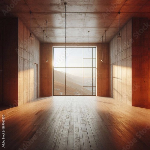 Obraz na płótnie Empty concrete room concept. AI generated illustration w salonie