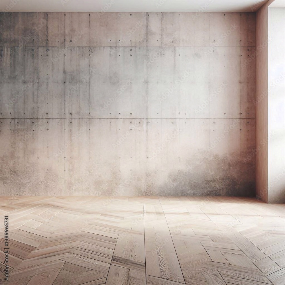 Empty concrete room concept. AI generated illustration