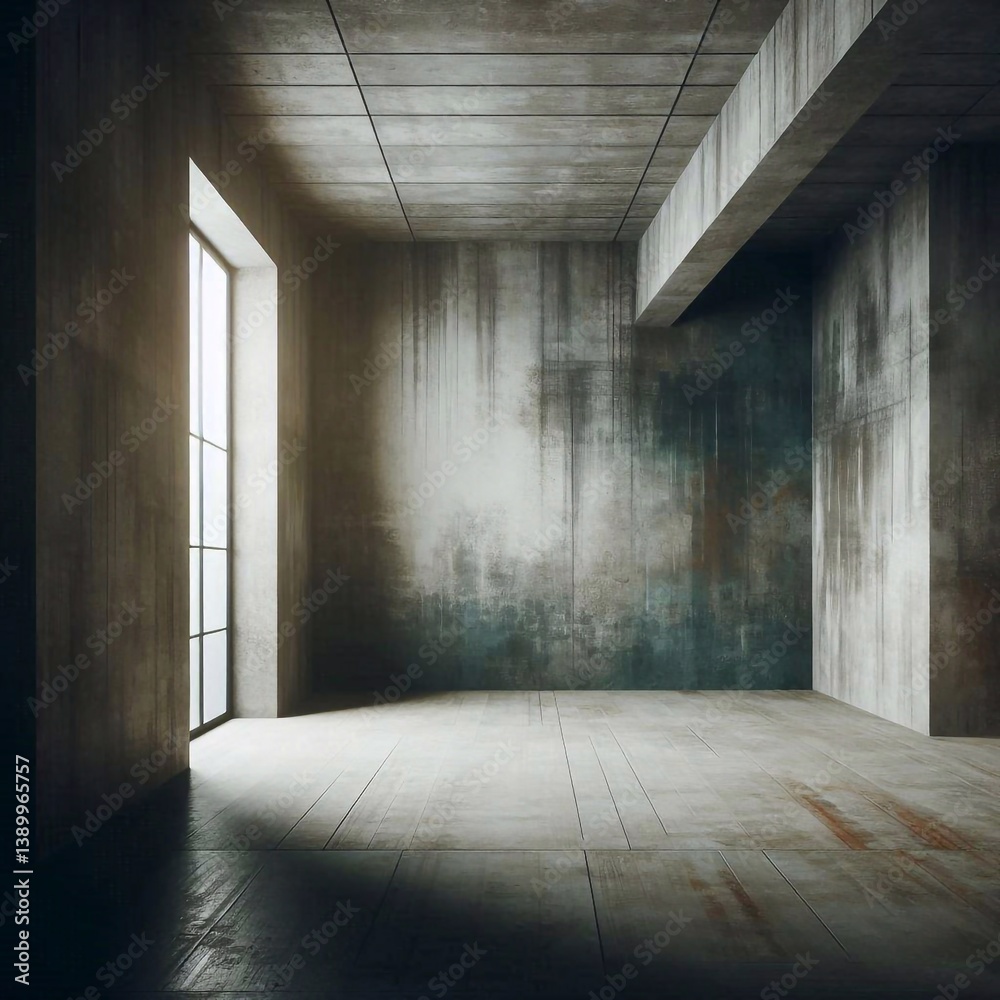 Empty concrete room concept. AI generated illustration